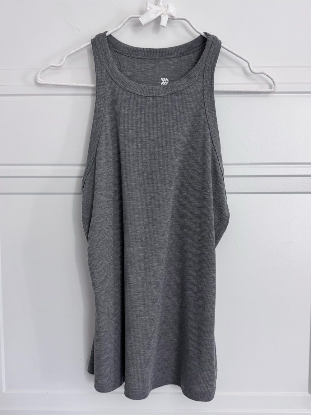All in Motion Gray Ribbed Racer Back Athletic Tank, M